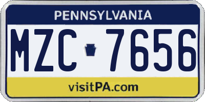 PA license plate MZC7656