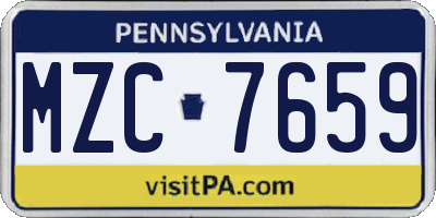 PA license plate MZC7659