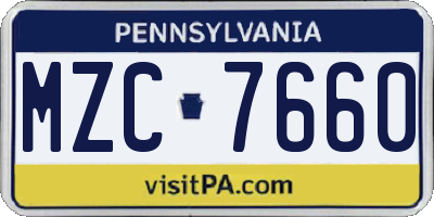 PA license plate MZC7660