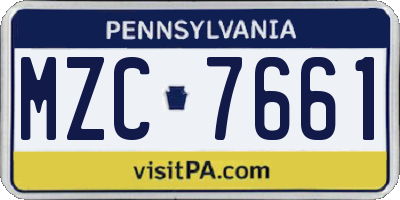 PA license plate MZC7661
