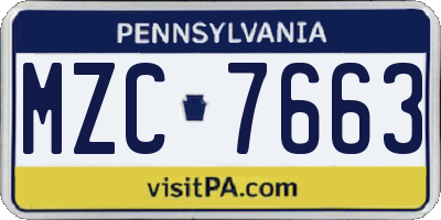 PA license plate MZC7663