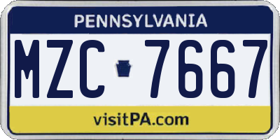 PA license plate MZC7667