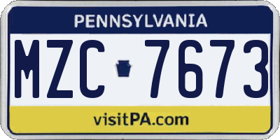 PA license plate MZC7673