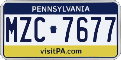 PA license plate MZC7677