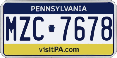 PA license plate MZC7678