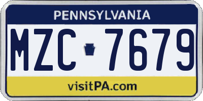 PA license plate MZC7679