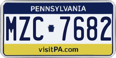 PA license plate MZC7682