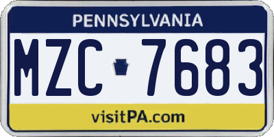 PA license plate MZC7683