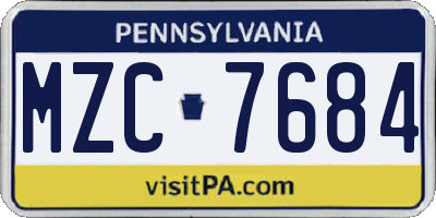 PA license plate MZC7684