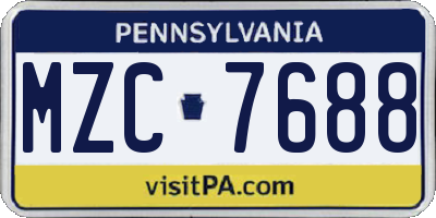 PA license plate MZC7688