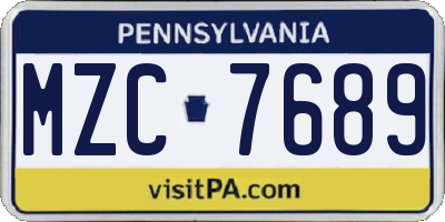 PA license plate MZC7689