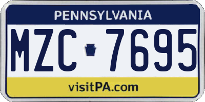 PA license plate MZC7695