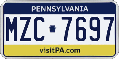 PA license plate MZC7697