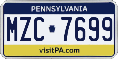 PA license plate MZC7699