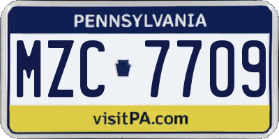 PA license plate MZC7709