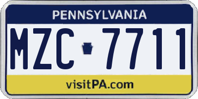 PA license plate MZC7711