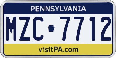 PA license plate MZC7712