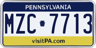 PA license plate MZC7713