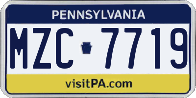 PA license plate MZC7719