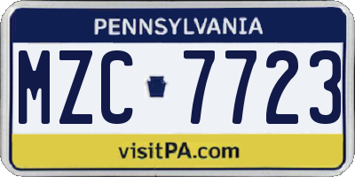 PA license plate MZC7723
