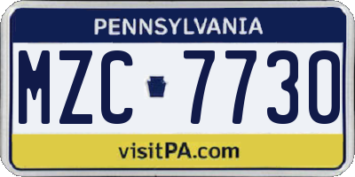 PA license plate MZC7730