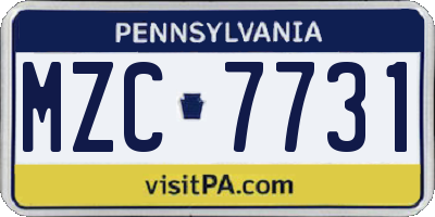 PA license plate MZC7731