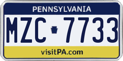 PA license plate MZC7733