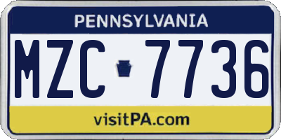 PA license plate MZC7736