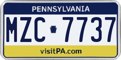 PA license plate MZC7737
