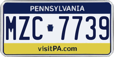 PA license plate MZC7739