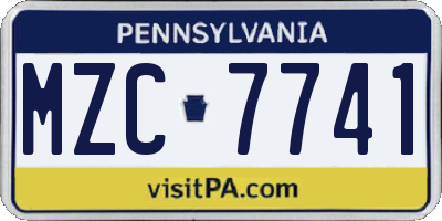 PA license plate MZC7741