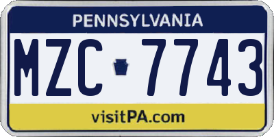 PA license plate MZC7743