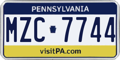 PA license plate MZC7744