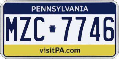 PA license plate MZC7746