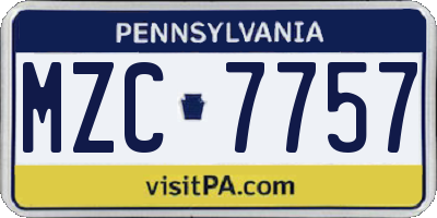 PA license plate MZC7757