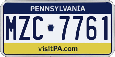 PA license plate MZC7761