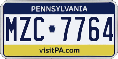 PA license plate MZC7764
