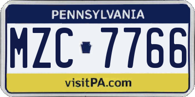 PA license plate MZC7766