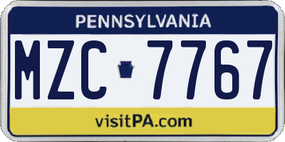 PA license plate MZC7767