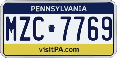 PA license plate MZC7769