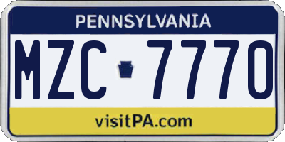 PA license plate MZC7770