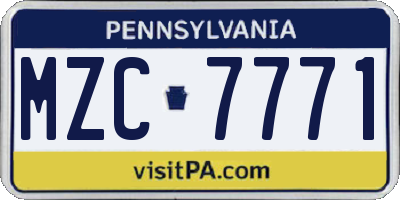 PA license plate MZC7771