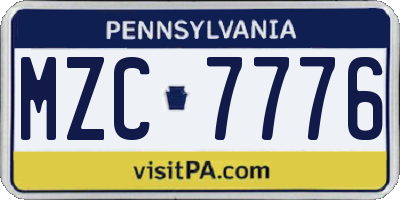 PA license plate MZC7776