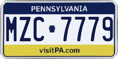 PA license plate MZC7779