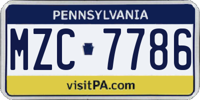PA license plate MZC7786