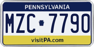 PA license plate MZC7790