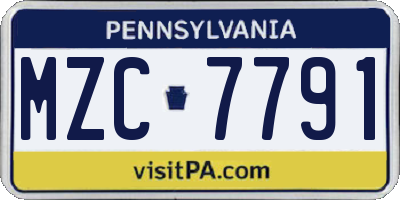 PA license plate MZC7791