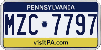 PA license plate MZC7797