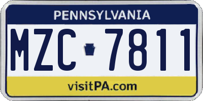 PA license plate MZC7811