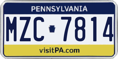 PA license plate MZC7814
